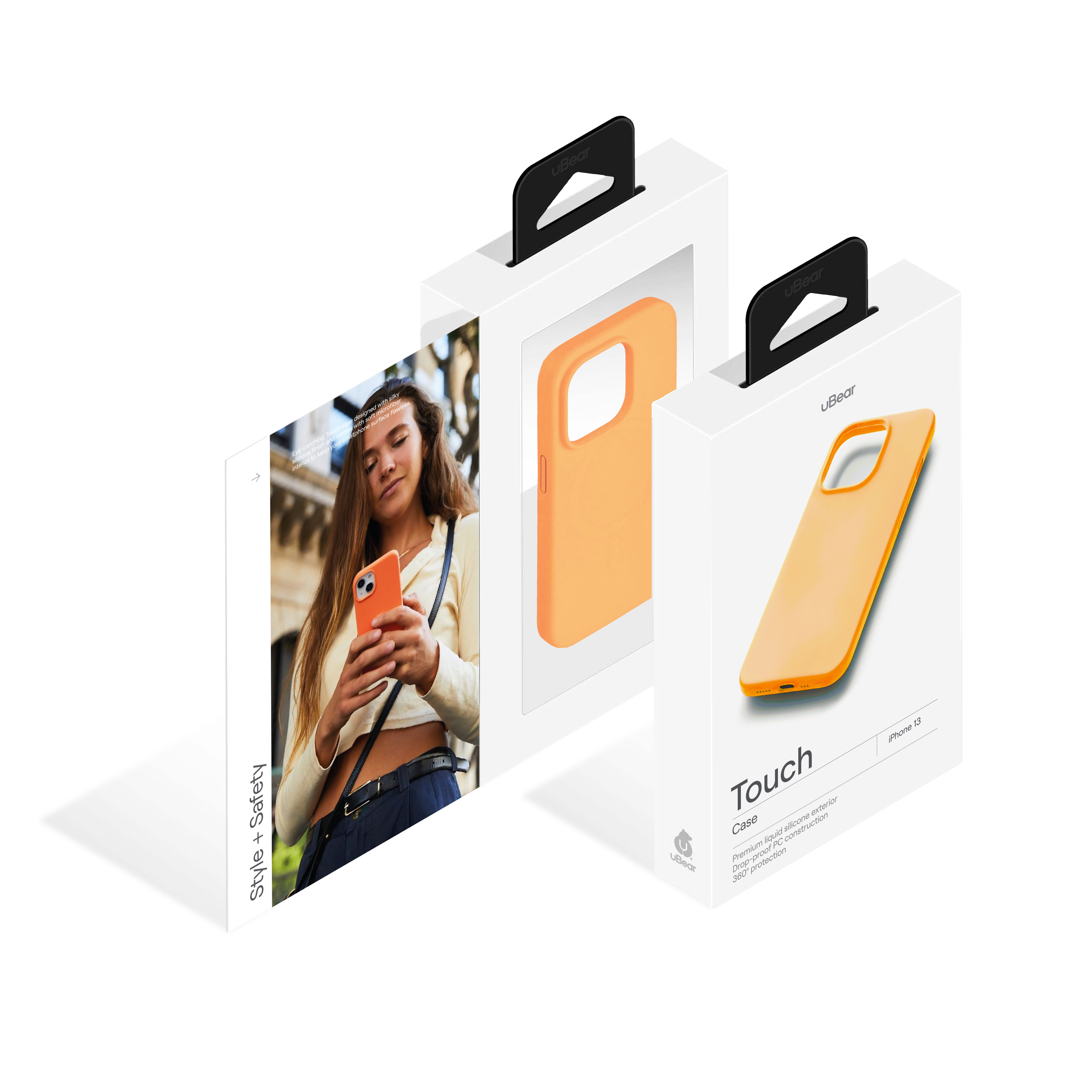 Touch Сase (Liquid silicone) for iPhone 13. Магнитная упаковка, оранжевый
