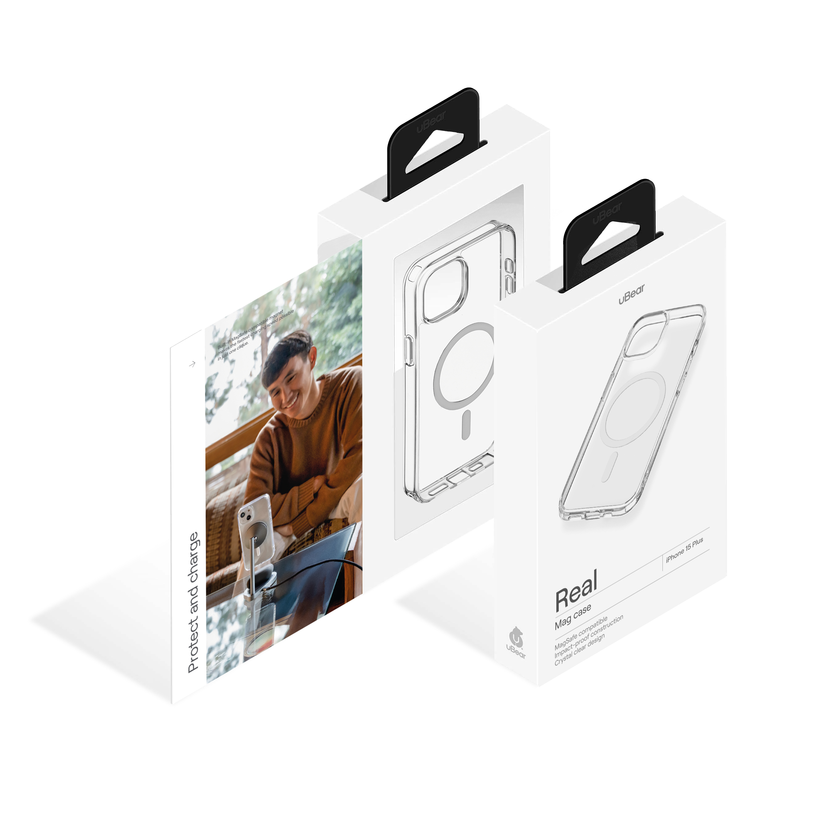 Чехол защитный uBear Real Mag Case для  iPhone 15 Plus, MagSafe совместимый, усиленный