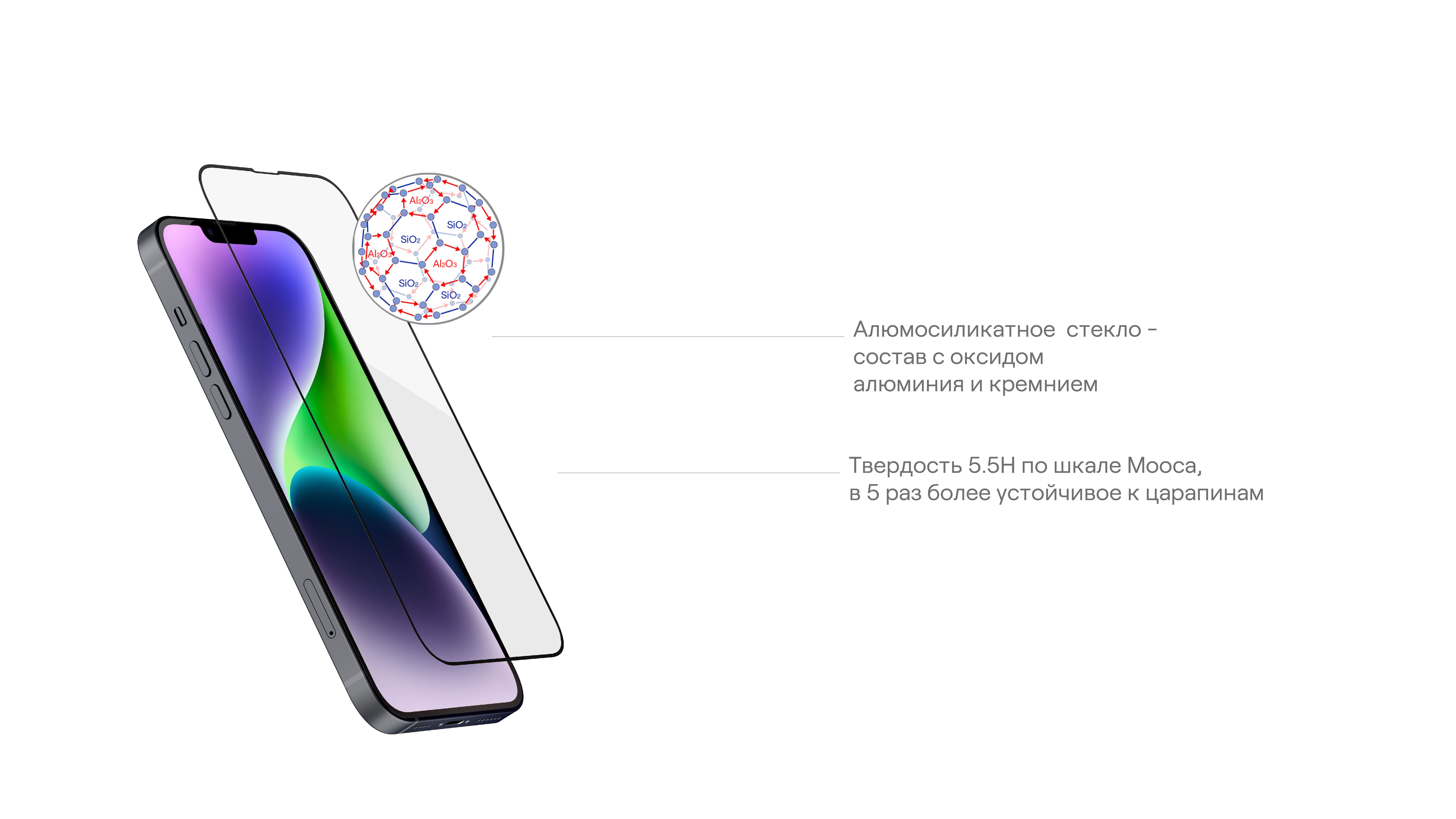 Стекло защитное  uBear Extreme Nano Shield Privacy для  iPhone 14 Max, алюмосиликатное, чёрный
