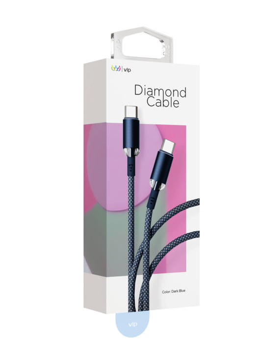 Дата-кабель VLP Diamond Cable USB C - USB C, 1.2м, темно-синий