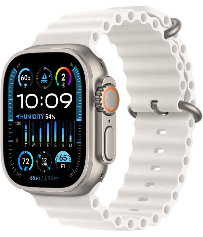 Apple Watch Ultra 2 GPS + Cellular, 49 мм, копус из титана, ремешок Ocean цвет Белый