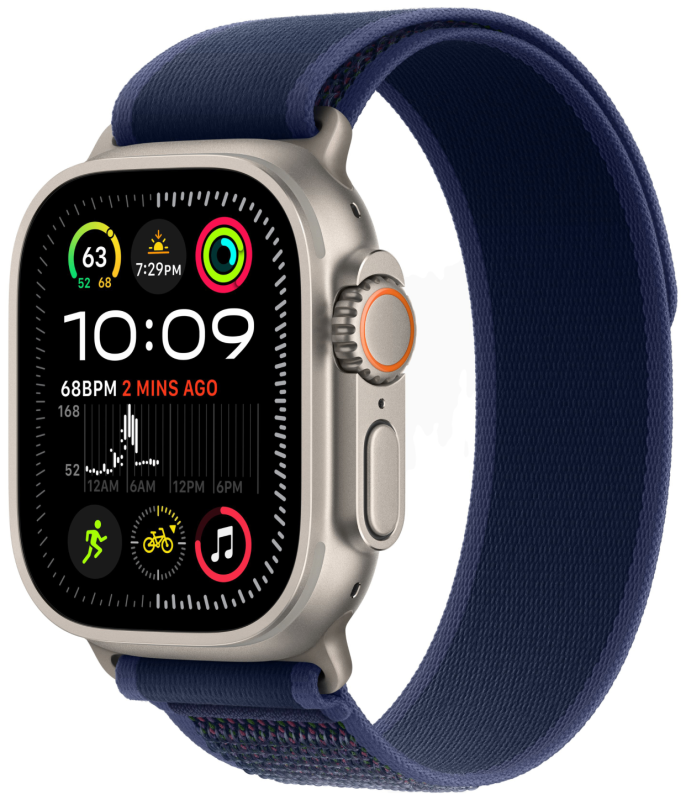 Apple Watch Ultra 2 GPS + Cellular, 49 мм, корпус из бежевого титана, ремешок Trail синего цвета, размер S/M