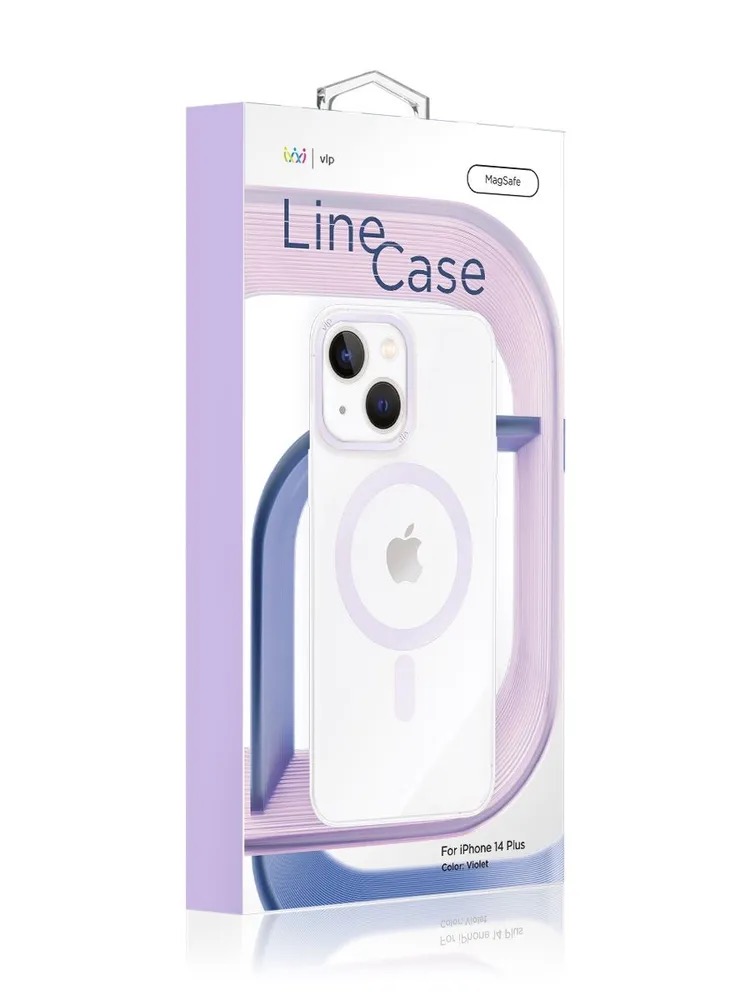 Чехол защитный "vlp" Line case с MagSafe для iPhone 14 Plus, фиолетовый
