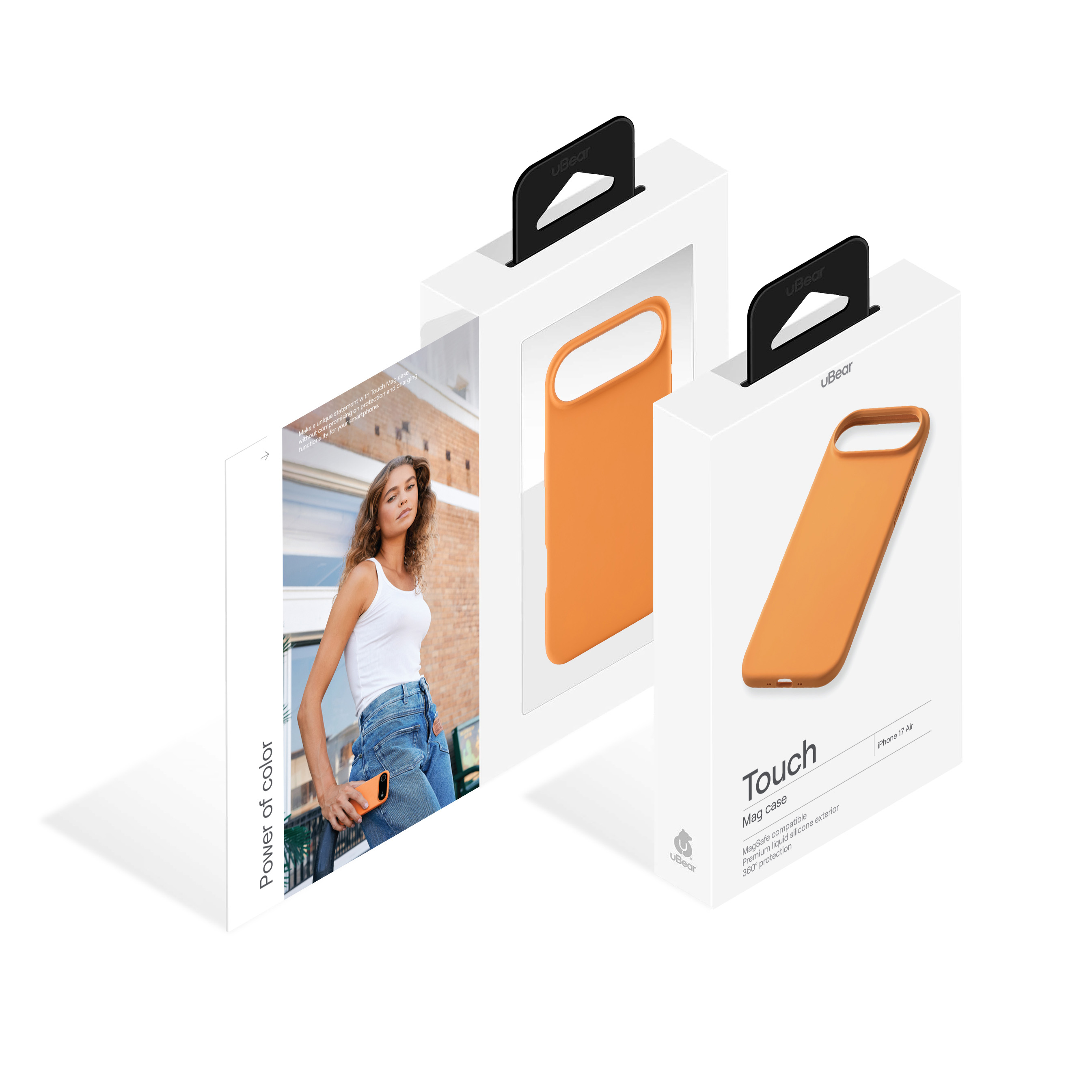 На фото изображено Чехол защитный uBear Touch Mag Case для iPhone 17 Air, MagSafe, оранжевый