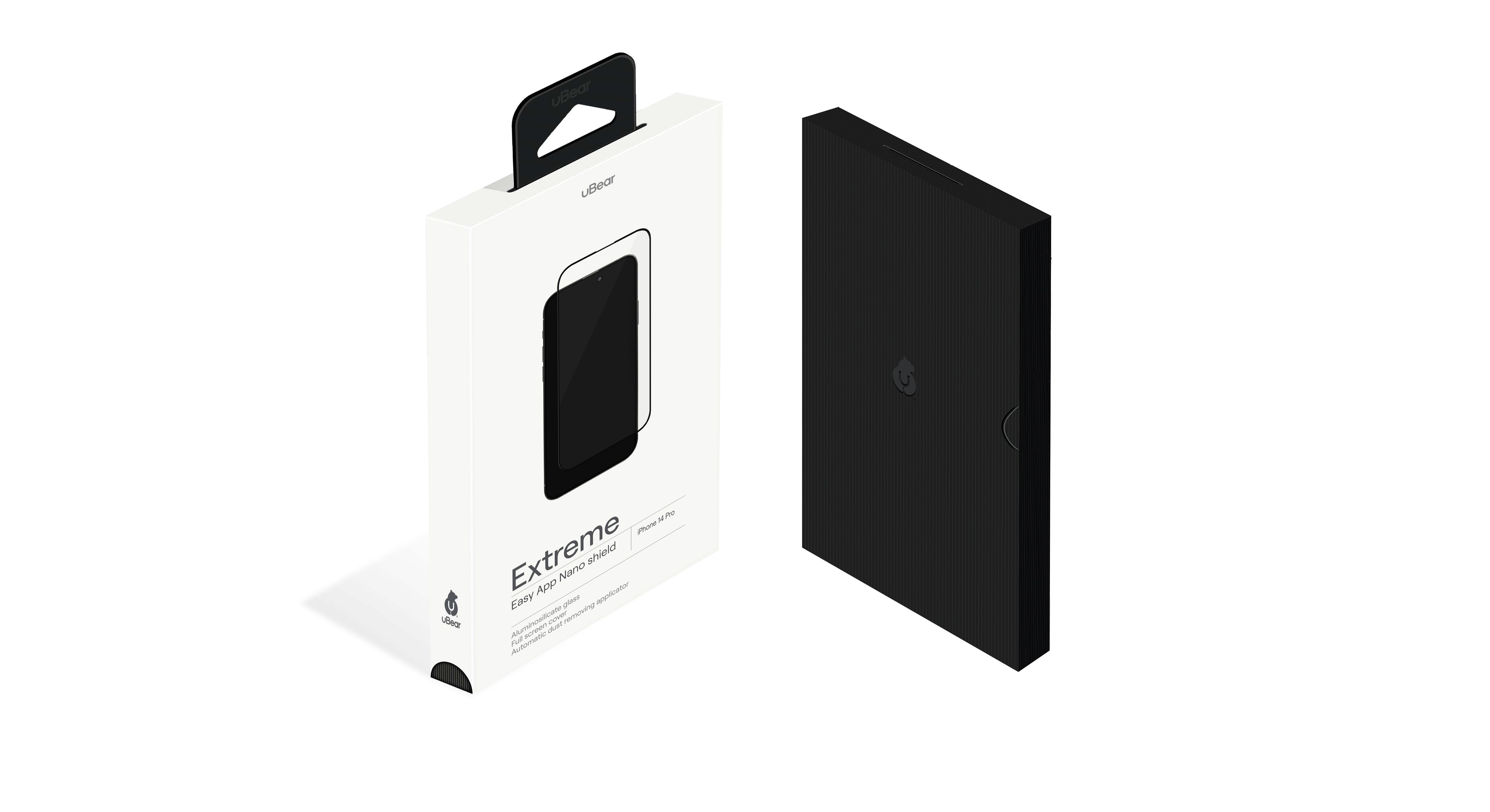 Стекло защитное  uBear Extreme Nano Shield для  iPhone 14 Pro, с аппликатором Easy App, алюмосиликатное, чёрный 