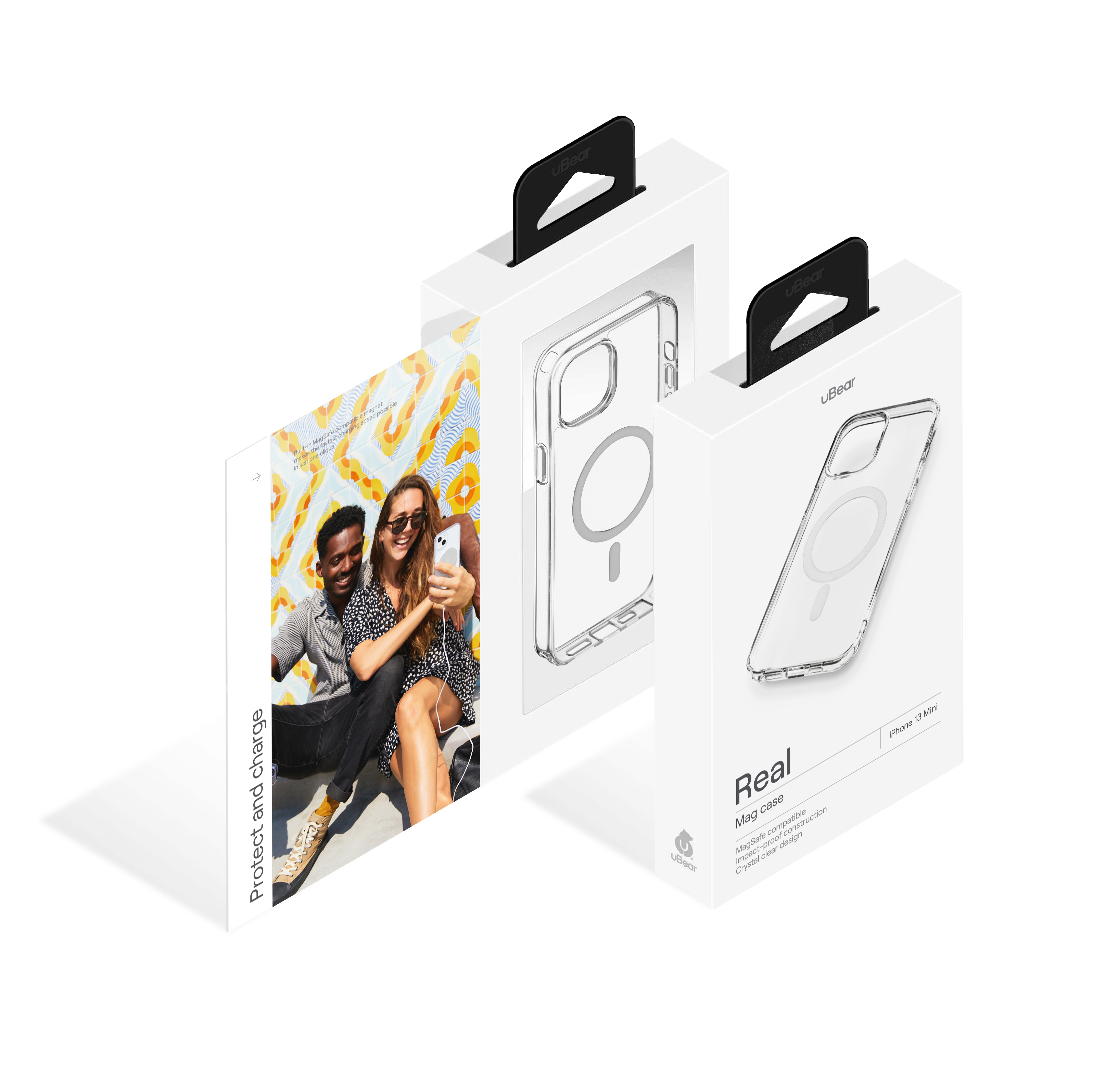 Real Mag  Case for iPhone 13 mini  PC+TPU MagSafe Compatible. Магнитная упаковка, прозрачный