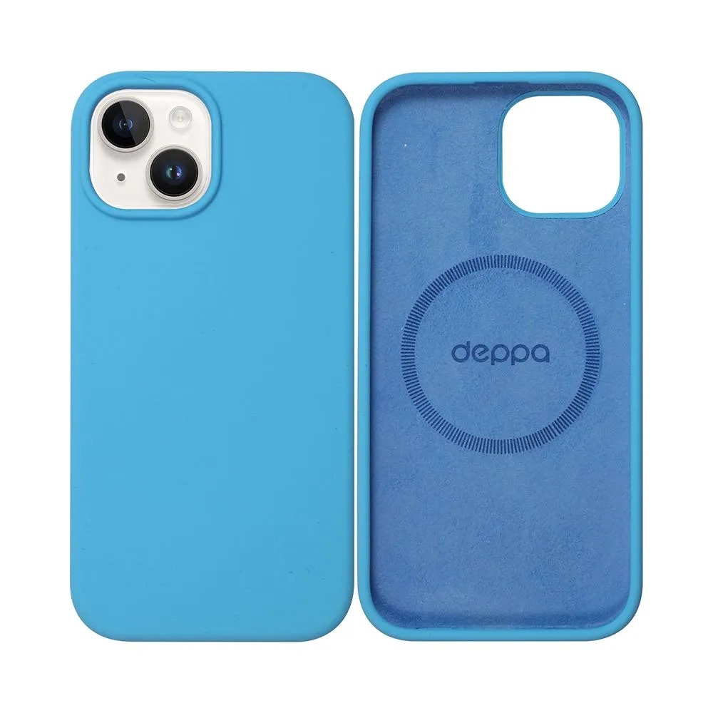 Чехол Liquid Silicone Case Pro Magsafe для Apple iPhone 15 Plus, голубой, Deppa