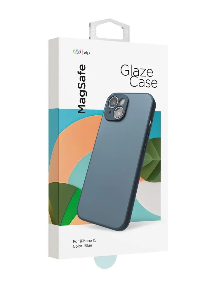 Чехол защитный "vlp" Glaze Case с MagSafe для iPhone 15, синий