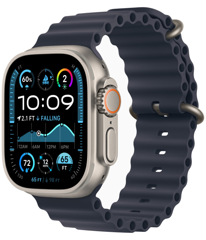 Apple Watch Ultra 2 GPS + Cellular, 49 мм, корпус из бежевого титана, ремешок Ocean тёмно-синего цвета