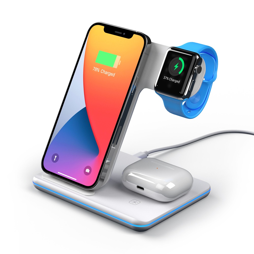 Зарядная станция Deppa 3 в 1 Charging Stand Neo: iPhone, Apple Watch, Airpods, 20 Вт, белый