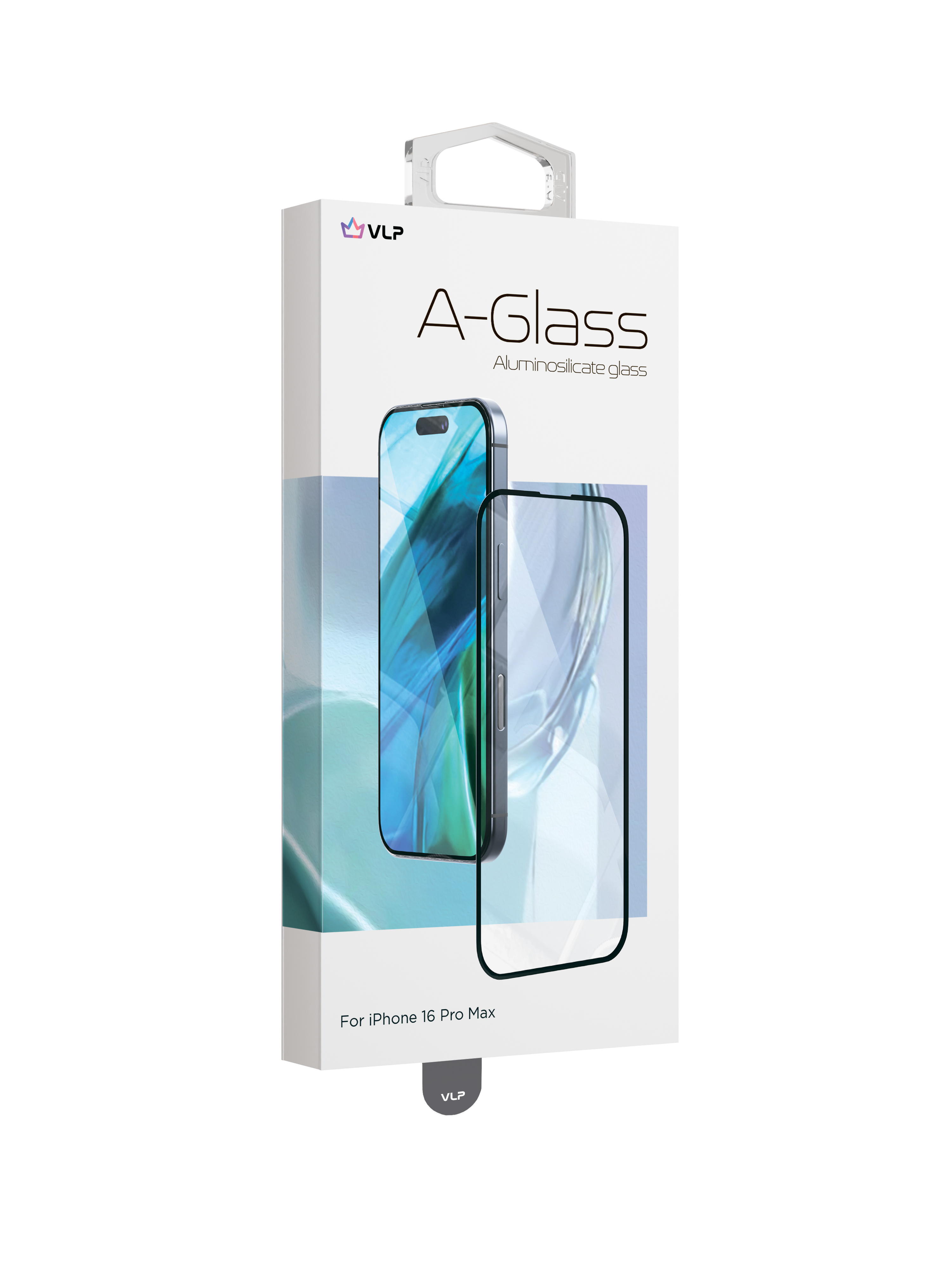 Стекло защитное 2,5D "vlp" A-Glass для iPhone 16 Pro Max с черной рамкой