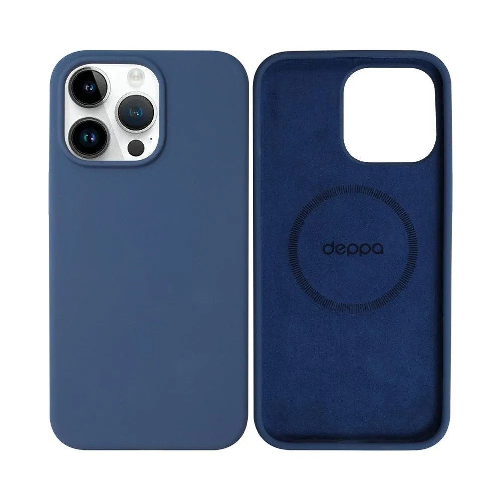 Чехол Liquid Silicone Case Pro Magsafe для Apple iPhone 15 Pro Max, синий, Deppa