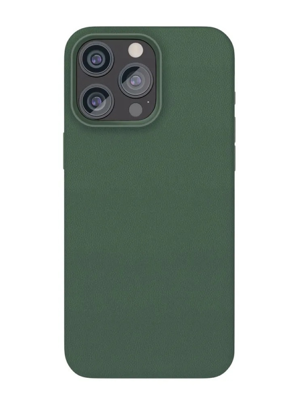 Чехол защитный "vlp" Ecopelle Case с MagSafe для iPhone 15 ProMax, темно-зеленый