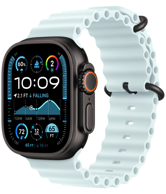 Apple Watch Ultra 2 GPS + Cellular, 49 мм, корпус из черного титана, ремешок Ocean цвета «‎ледяной синий»