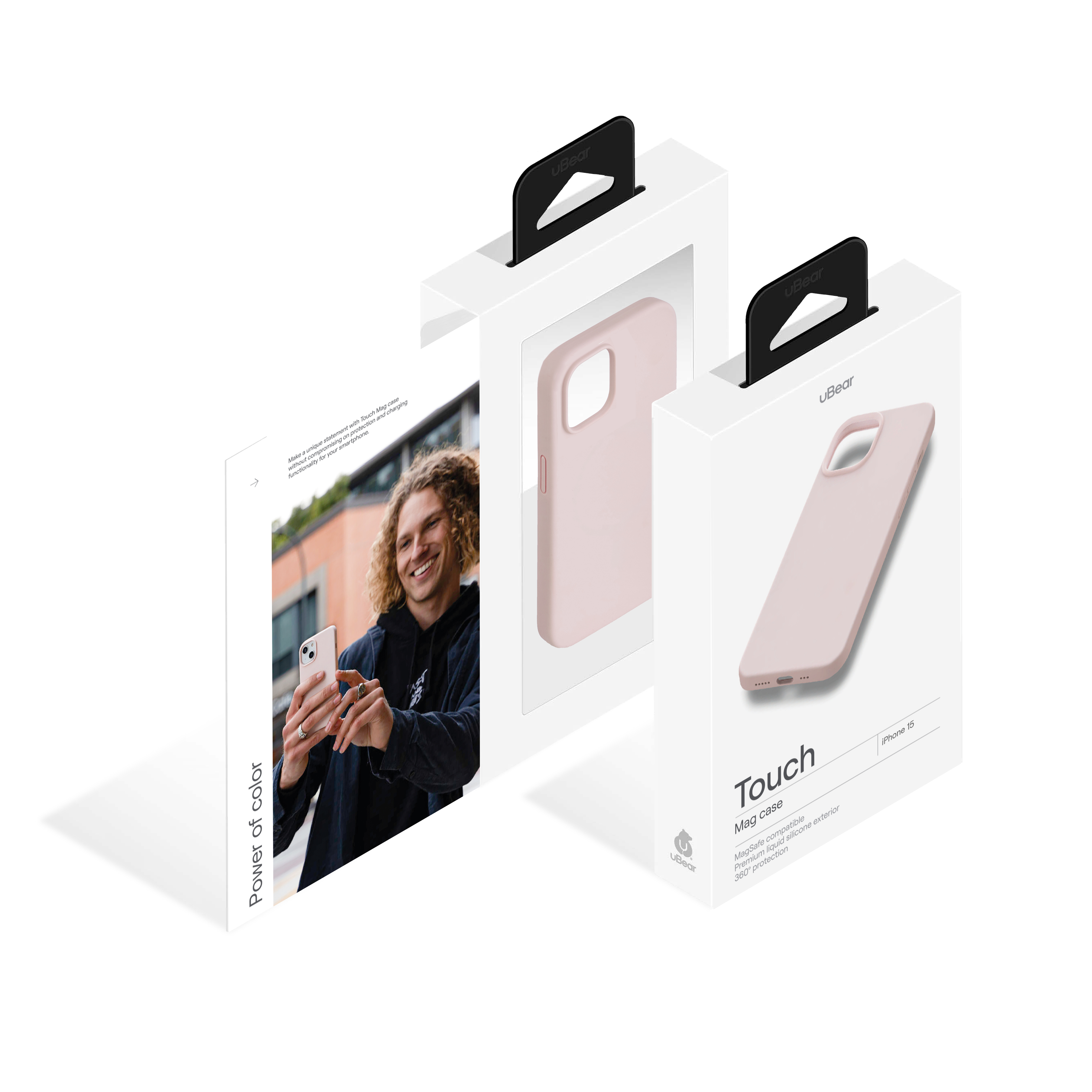 Чехол защитный uBear Touch Mag Case для iPhone 15, MagSafe совместимый, Розовый