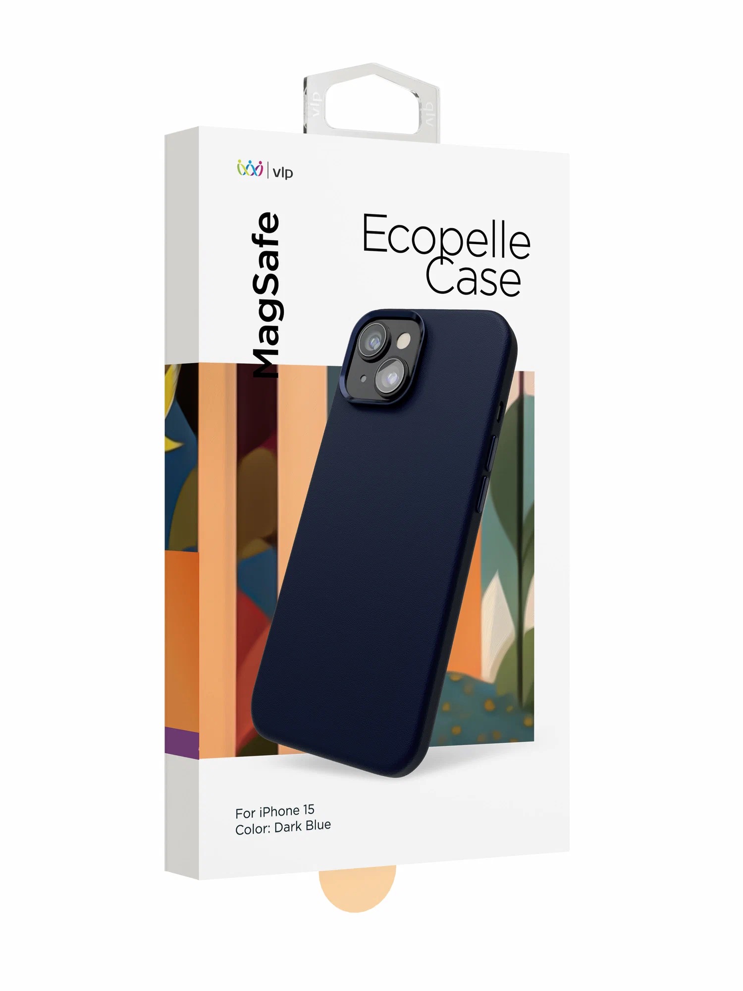 Чехол защитный "vlp" Ecopelle Case с MagSafe для iPhone 15, синий