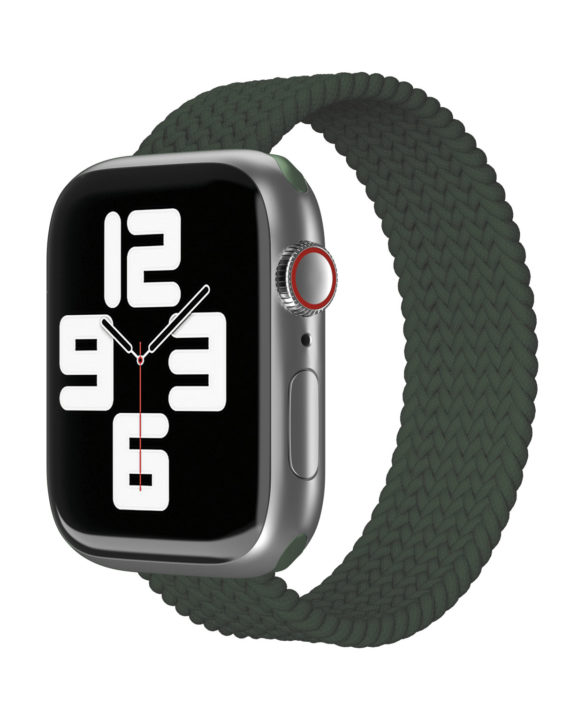 Ремешок нейлоновый плетёный VLP для Apple Watch 38/40/41, L/XL, 2шт, тёмно-зелёный