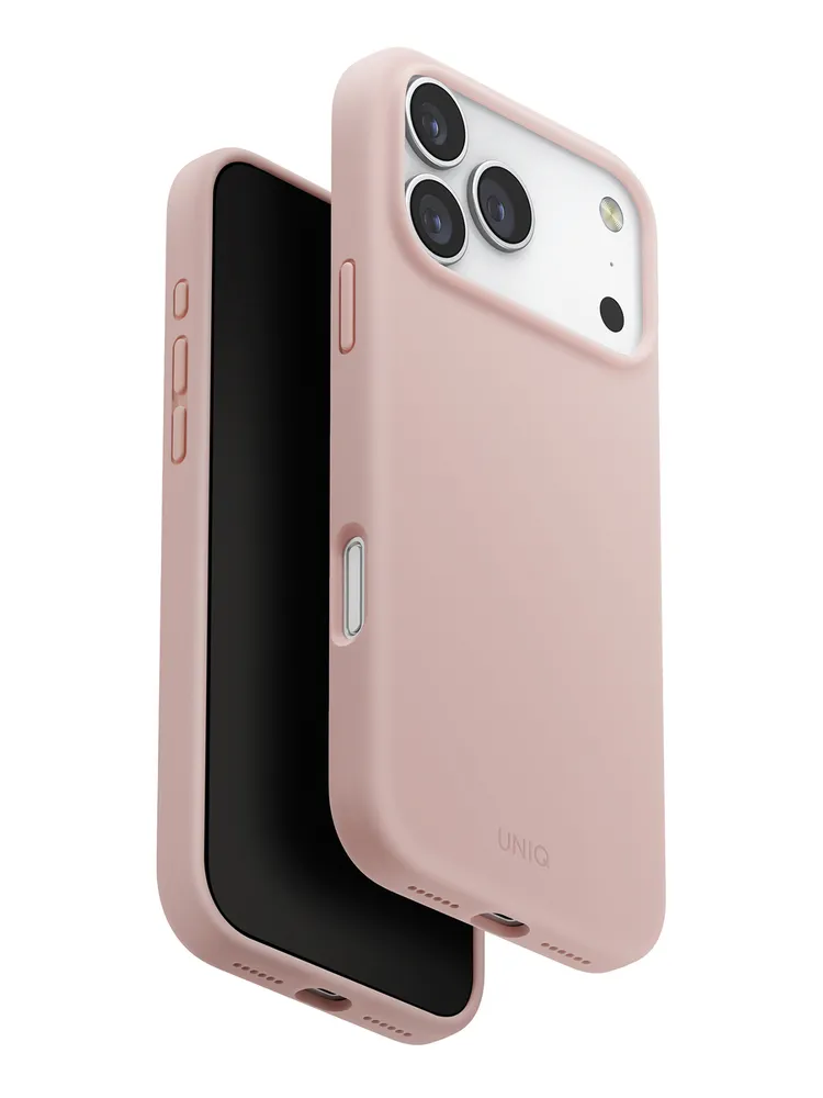 На фото изображено Чехол Uniq Lino MagSafe для iPhone 17 Pro Max, розовый