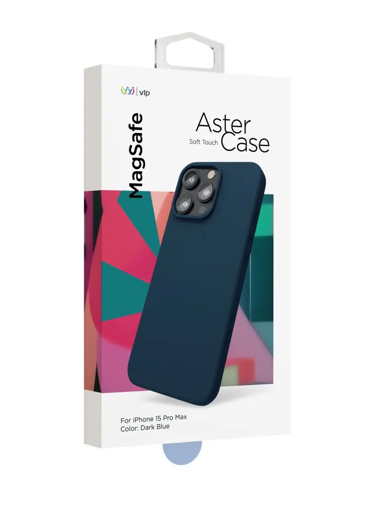 Чехол защитный "vlp" Aster Case с MagSafe для iPhone 15 ProMax, темно-синий