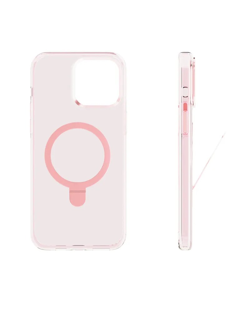 Чехол защитный "vlp" Ring Case с MagSafe подставкой для iPhone 15 Pro, розовый