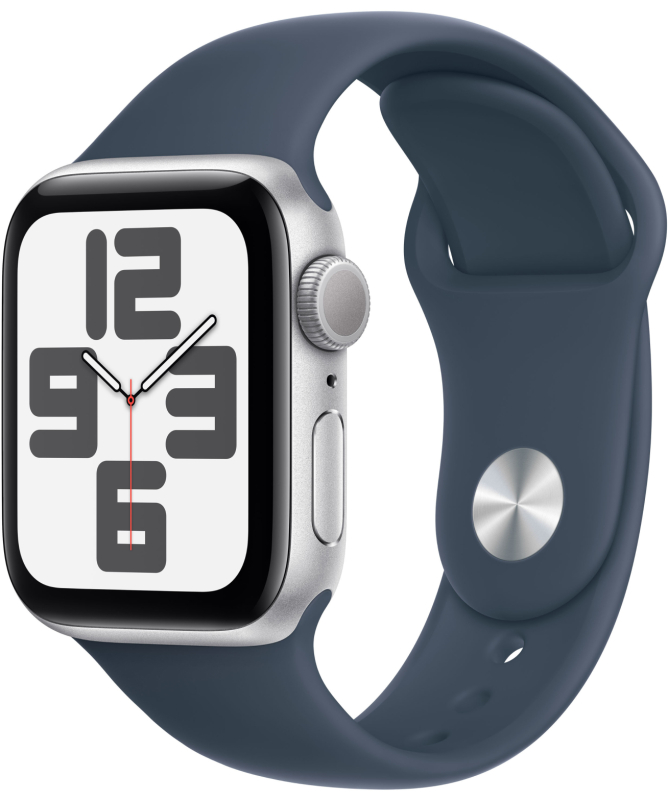 Apple Watch SE 2023, 40 мм, корпус из алюминия цвета «Серебристый», спортивный ремешок, размер M/L