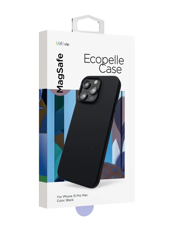 Чехол защитный "vlp" Ecopelle Case с MagSafe для iPhone 15 ProMax, черный