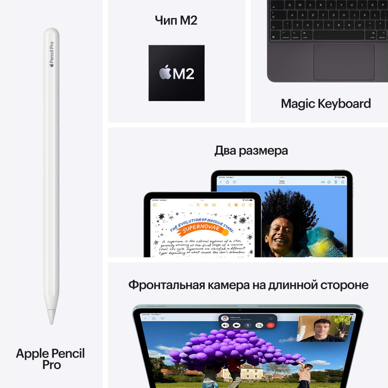 Apple iPad Air M2 11” дюймов Wi-Fi + Cellular 256 ГБ, Серый космос