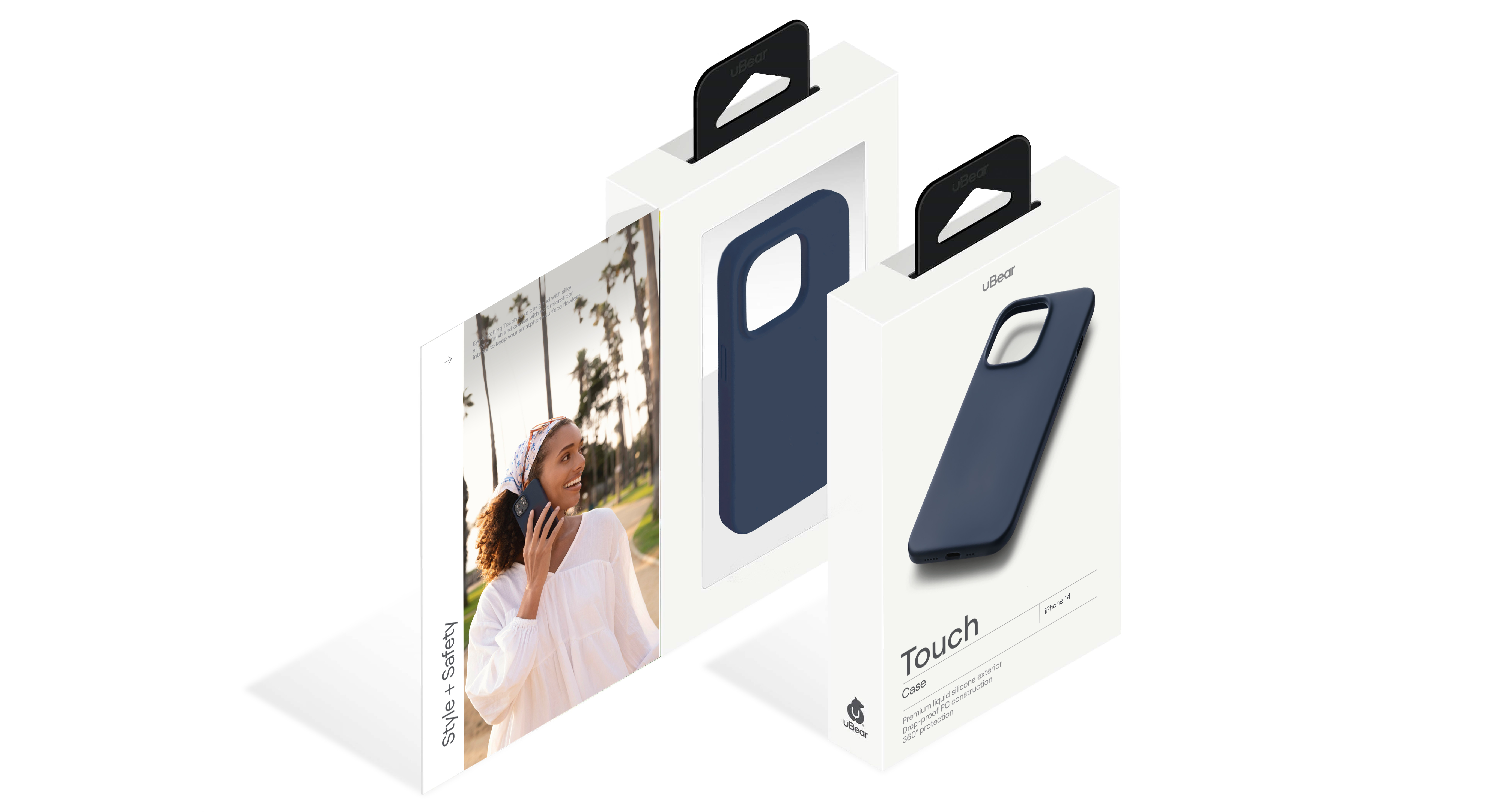 Чехол защитный uBear Touch Case для  iPhone 14, силикон, софт-тач, тёмно-синий