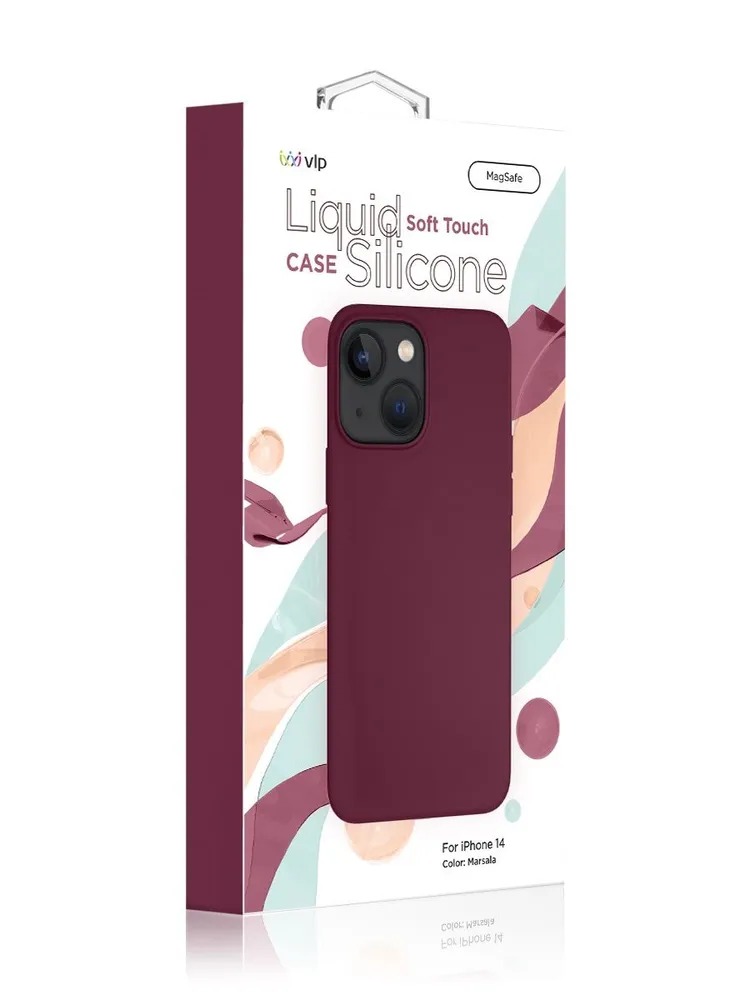 Чехол защитный "vlp" Silicone case с MagSafe для iPhone 14, марсала
