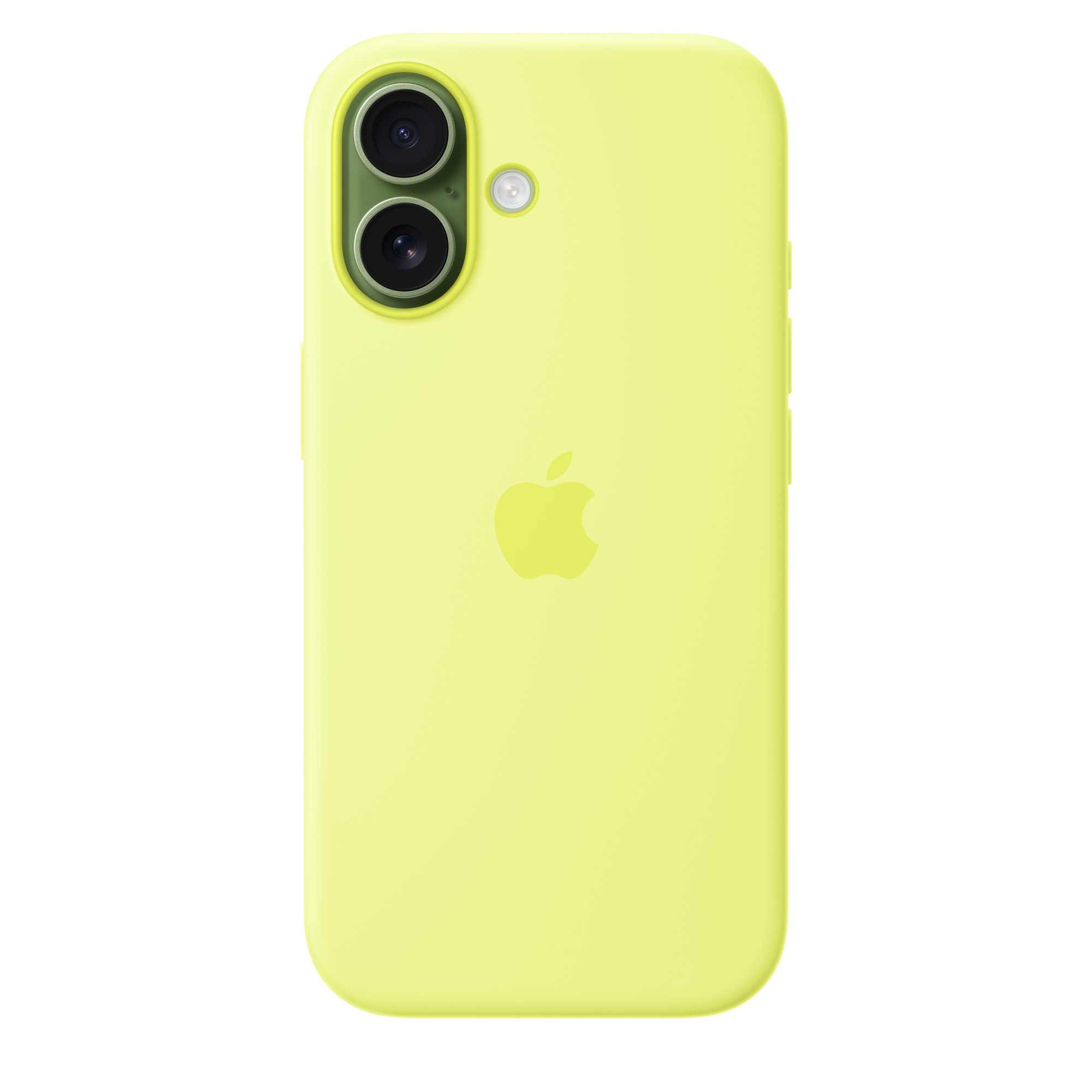 На фото изображено Чехол защитный Apple Silicone Case with MagSafe для iPhone 17, жёлтый