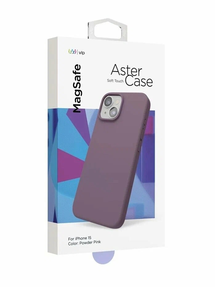 Чехол защитный VLP Aster Case с MagSafe для iPhone 14/15, пудровый