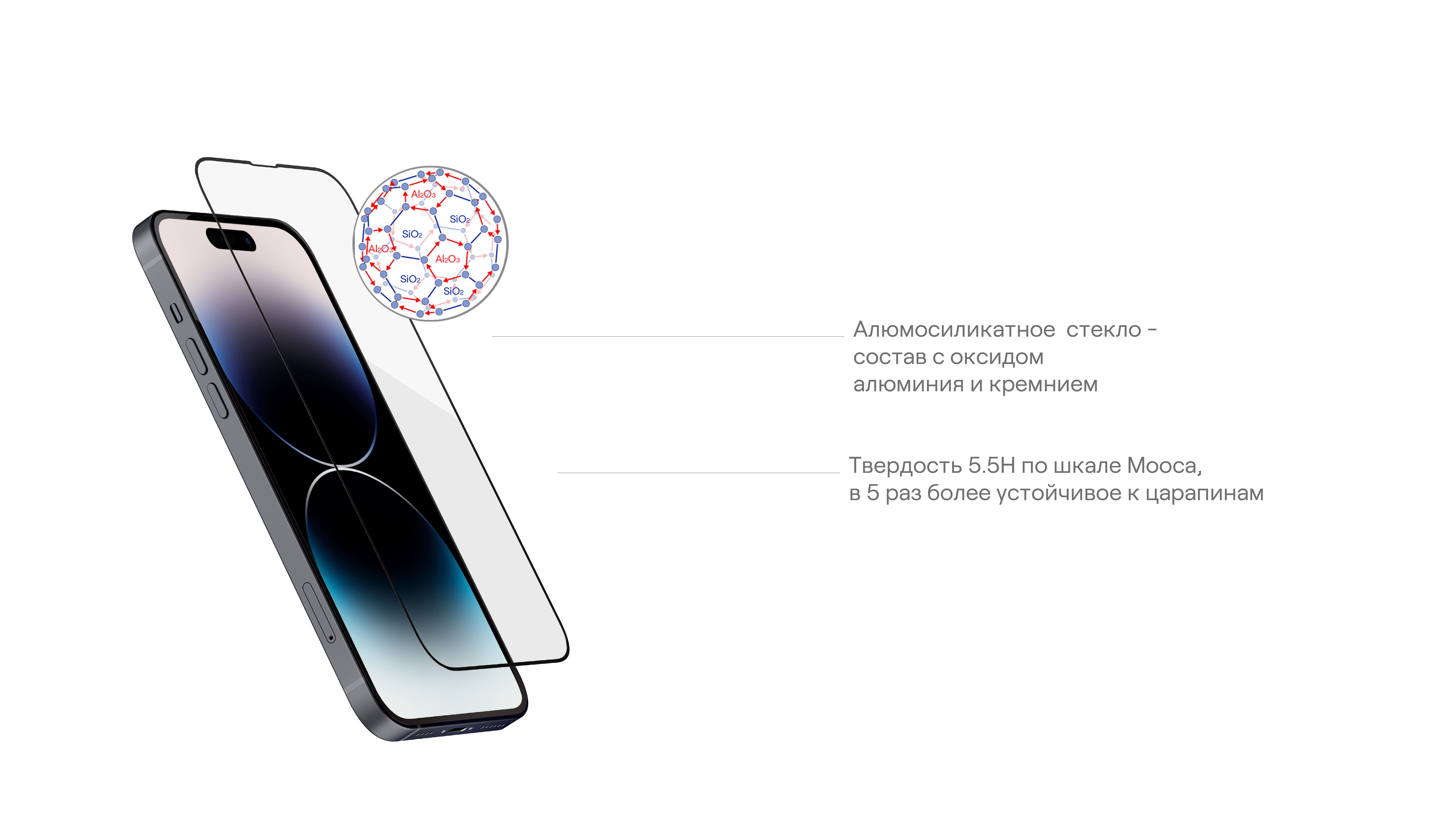 Стекло защитное  uBear Extreme Nano Shield для  iPhone 14 Pro Max, алюмосиликатное, чёрный