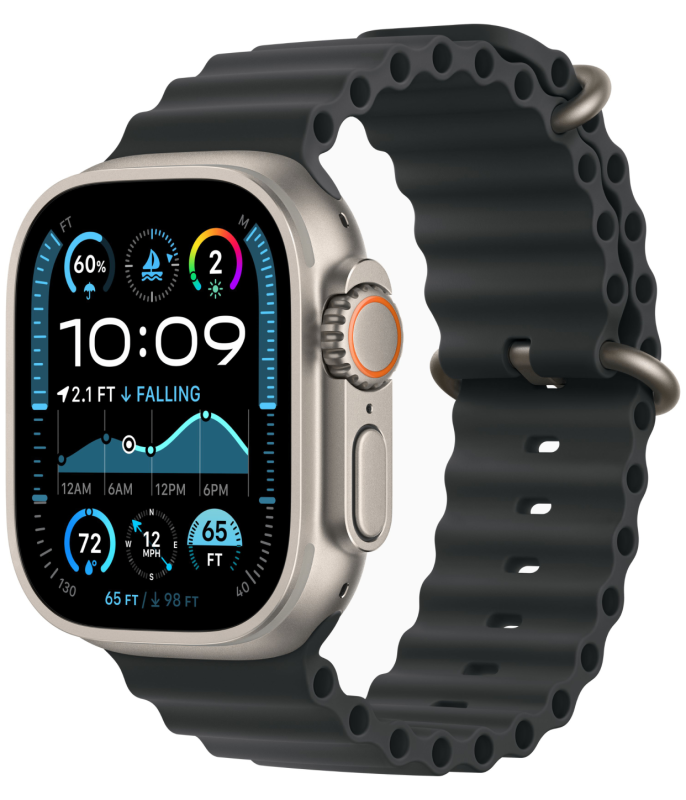 Apple Watch Ultra 2 GPS + Cellular, 49 мм, корпус из бежевого титана, ремешок Ocean чёрного цвета