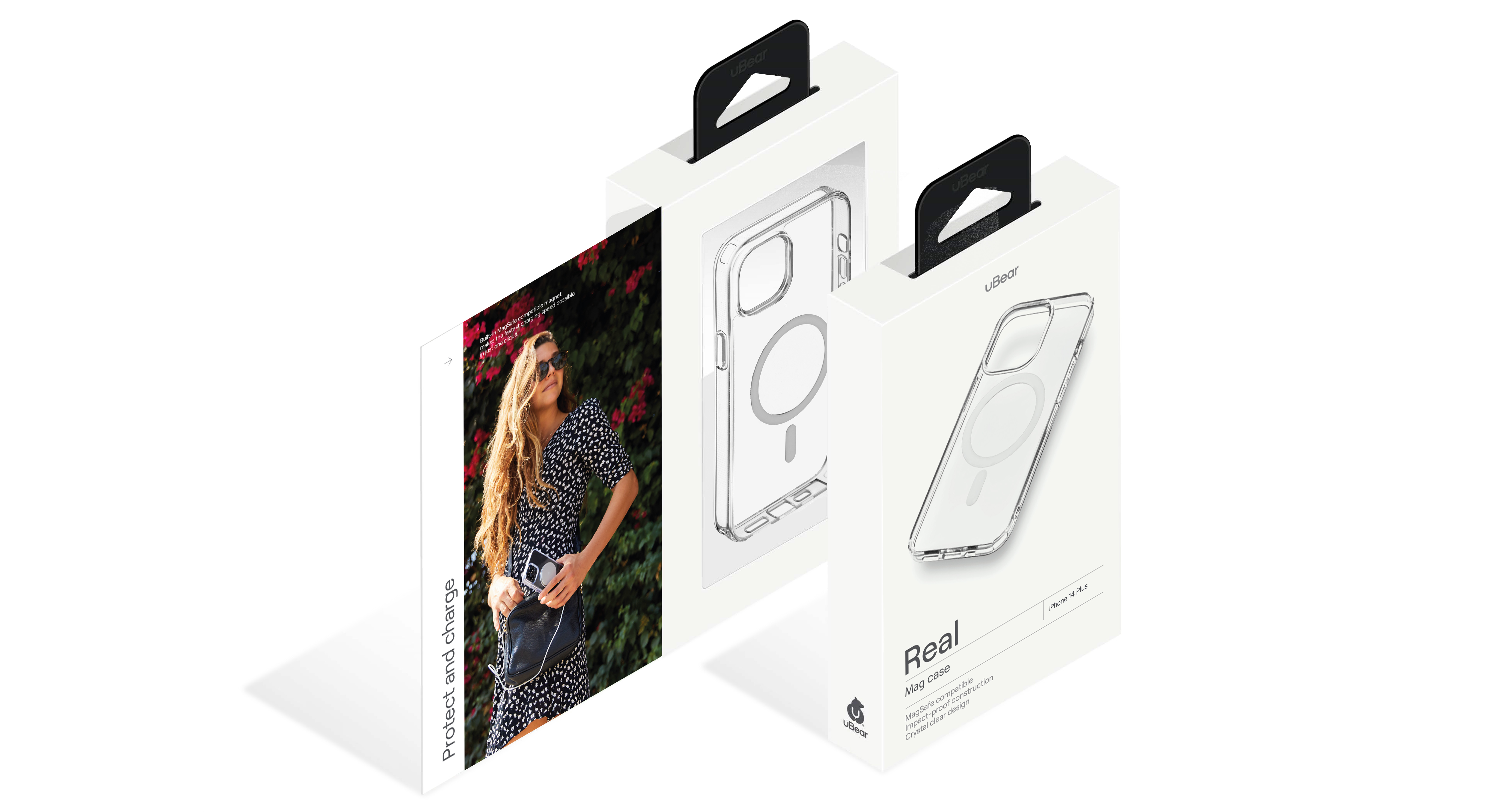 Чехол защитный uBear Real Mag Case  для  iPhone 14 Pro, MagSafe совместимый, усиленный, прозрачный