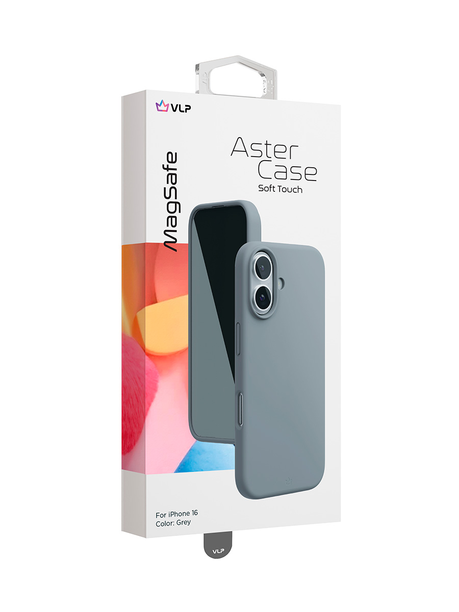 Чехол защитный "vlp" Aster Case с MagSafe для iPhone 16, серый