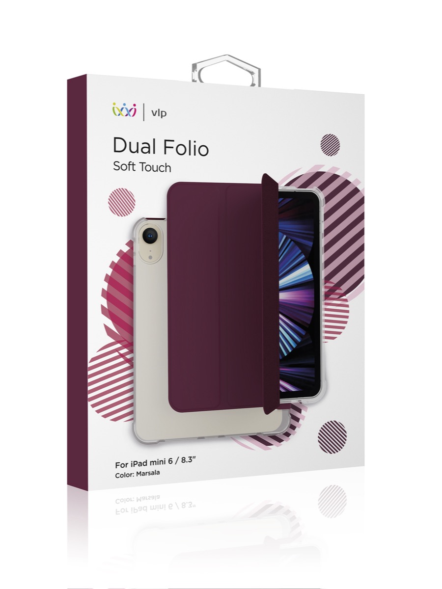 Чехол защитный VLP Dual Folio для iPad mini 6 2021, марсала