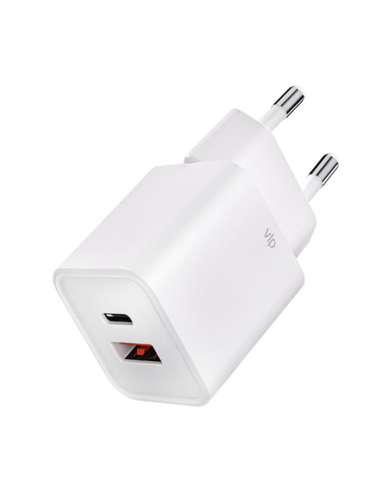 Сетевое зарядное устройство "vlp" G-Charge 30Вт USB-C+USB-A, PD, QC, белый