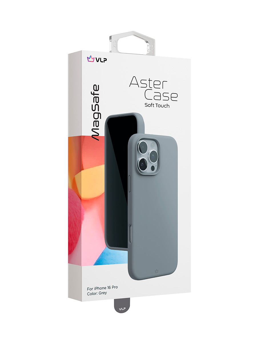 Чехол защитный "vlp" Aster Case с MagSafe для iPhone 16 Pro, серый