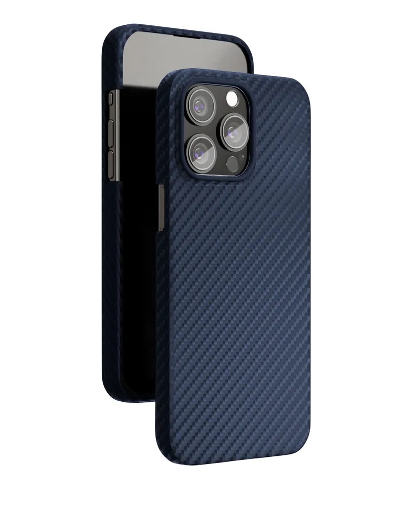 Чехол защитный "vlp" Kevlar Case с MagSafe для iPhone 15 ProMax, темно-синий