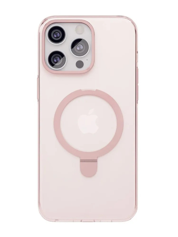 Чехол защитный "vlp" Ring Case с MagSafe подставкой для iPhone 15 ProMax, розовый