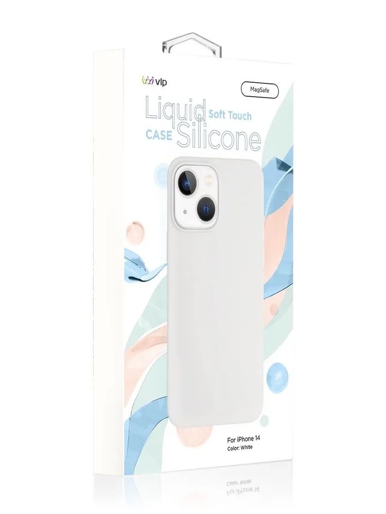 Чехол защитный "vlp" Silicone case с MagSafe для iPhone 14, белый