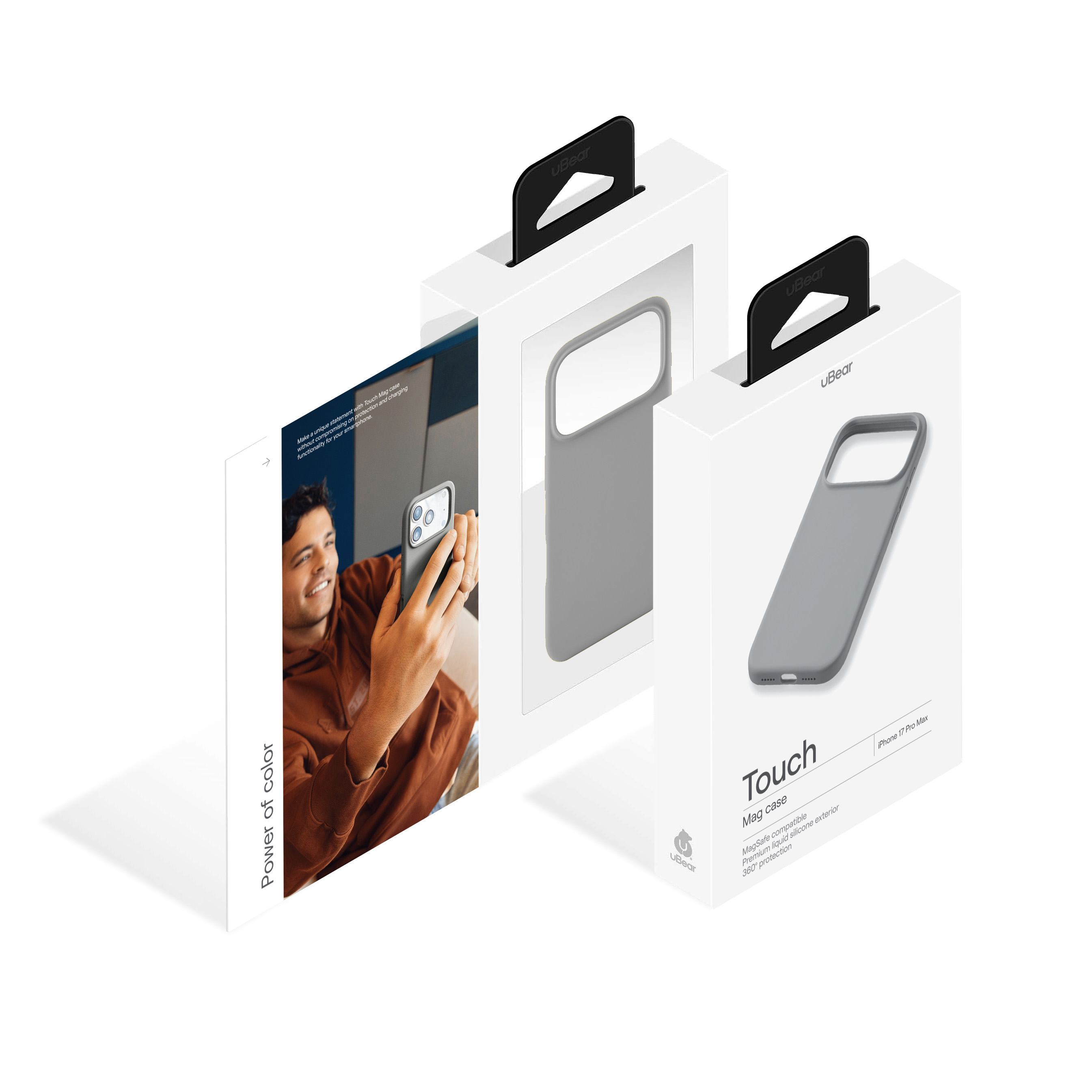 На фото изображено Чехол защитный uBear Touch Mag Case для iPhone 17 Pro Max, MagSafe, светло-серый