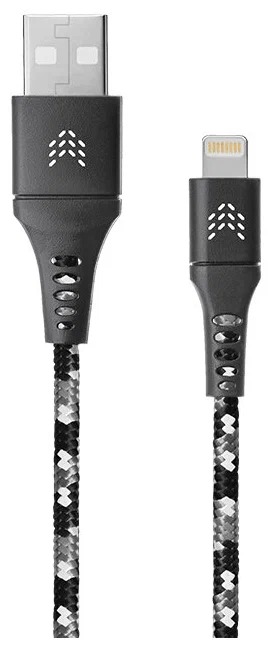 Зарядный кабель ROCKET Contact  USB-A/Lightning 1м, тканевая оплётка, чёрно-белый