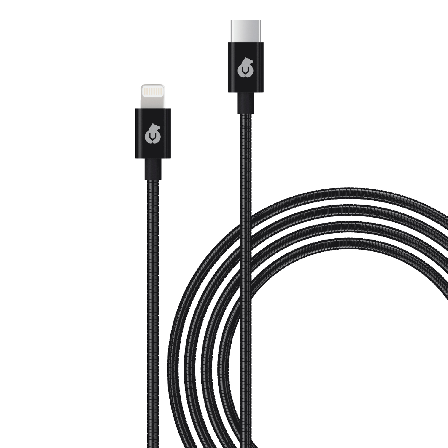 Зарядный кабель uBear Force Metal USB-C to Lightning 1,2 m Cable, чёрный