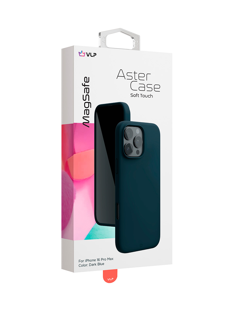 Чехол защитный "vlp" Aster Case с MagSafe для iPhone 16 ProMax, темно-синий