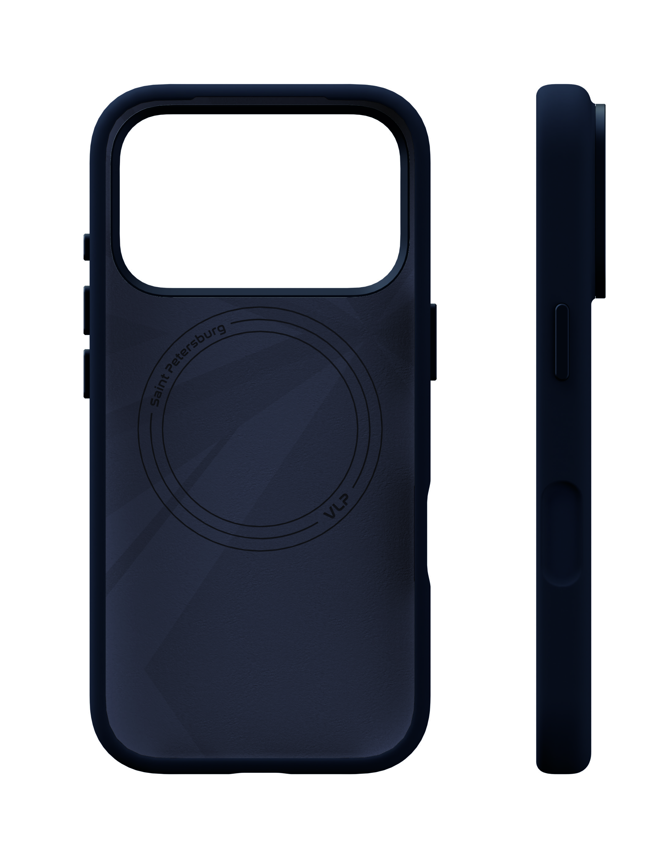 На фото изображено Чехол защитный VLP Aster Pro Case с MagSafe для iPhone 17 Pro, темно-синий