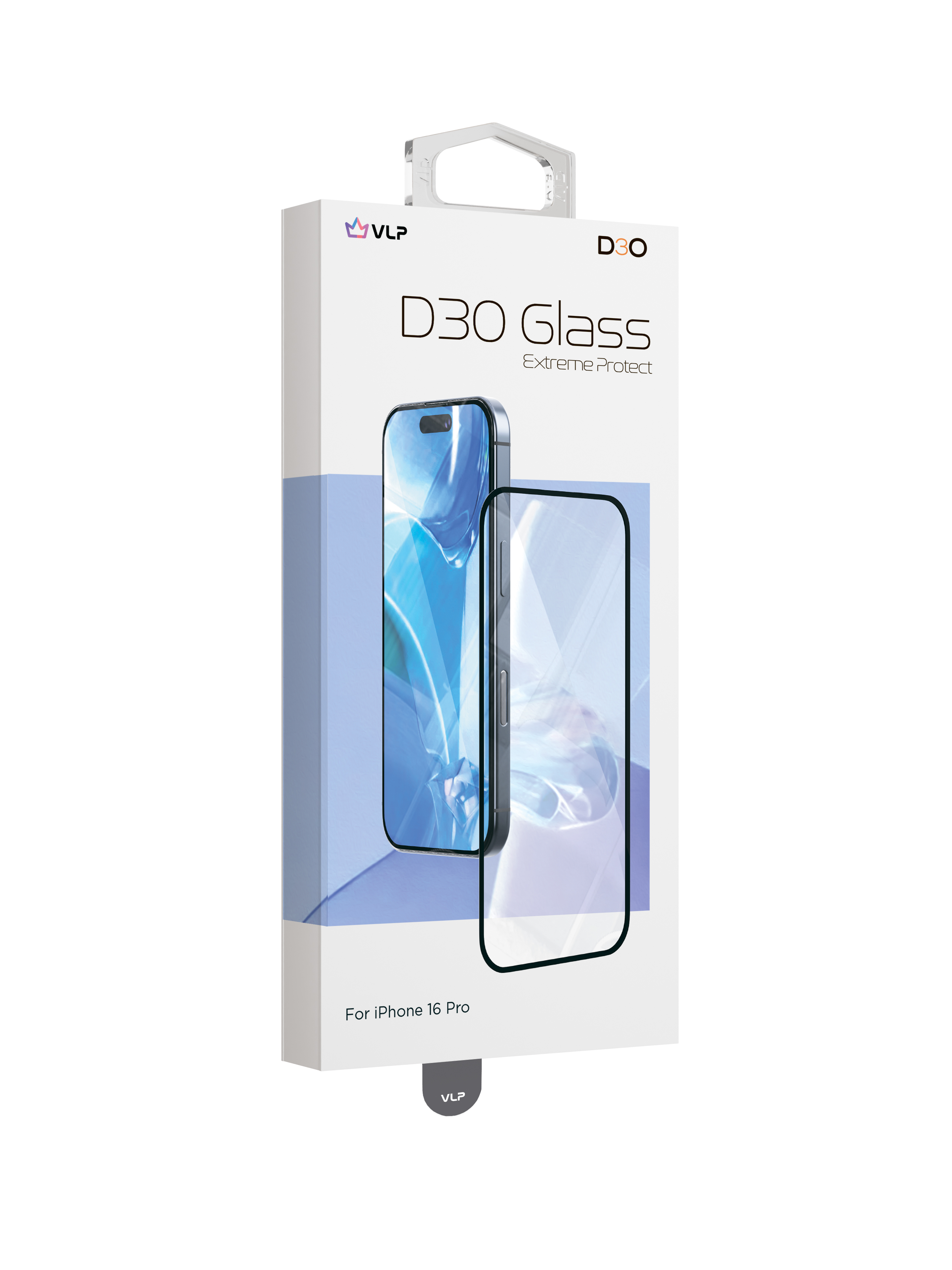 Стекло защитное 2,5D "vlp" D3O Glass для iPhone 16 Pro с черной рамкой