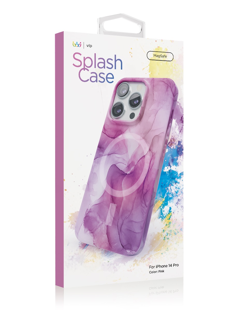 Чехол защитный "vlp" Splash case с MagSafe для iPhone 14 Pro, розовый