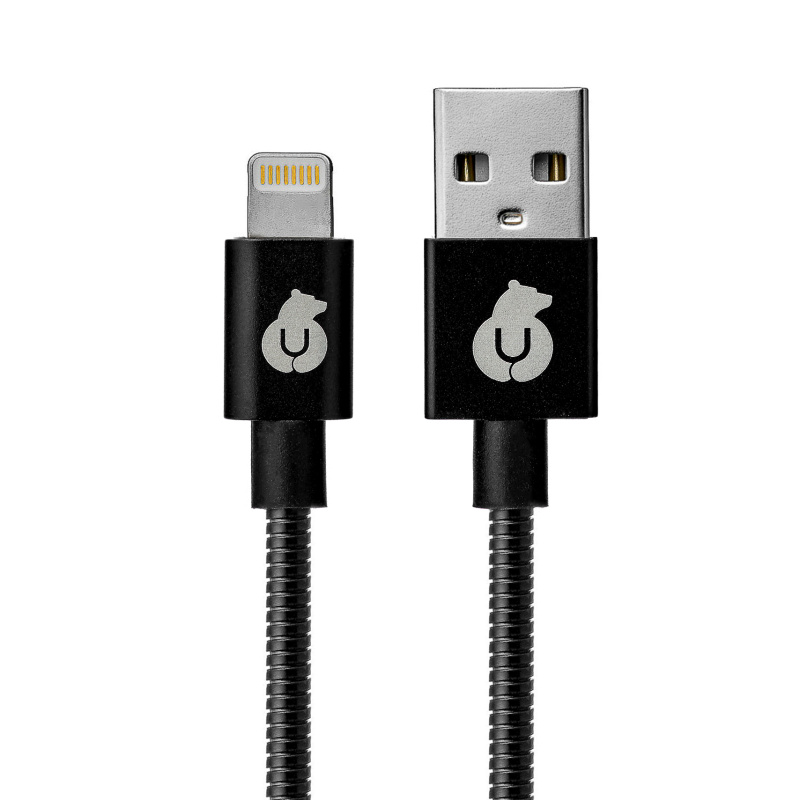 Зарядный кабель FORCE MFI Lightning USB Kevlar Cable (Metal), чёрный