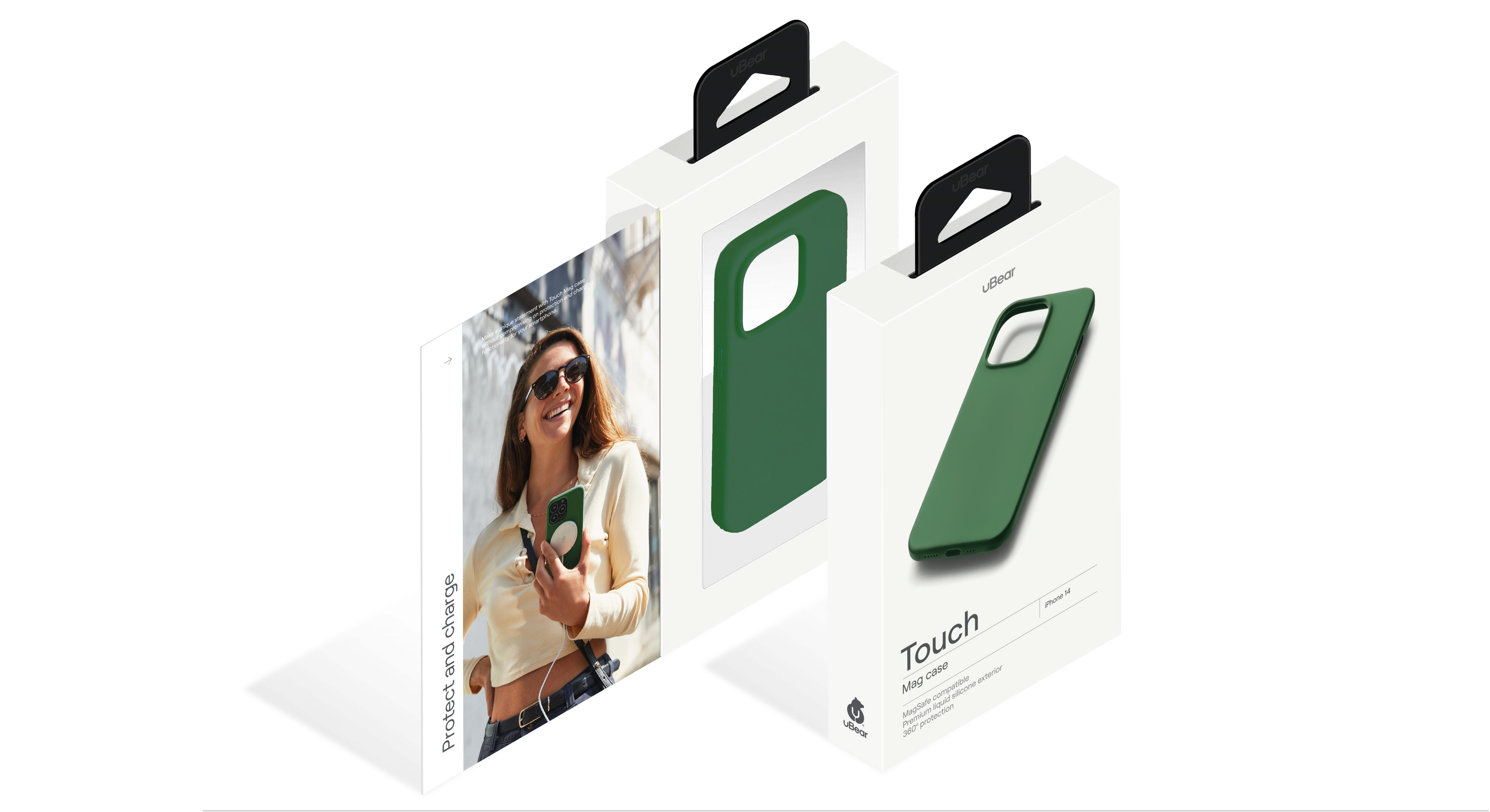 Чехол защитный uBear Touch Mag Case для  iPhone 14, MagSafe совместимый, силикон, софт-тач, зелёный
